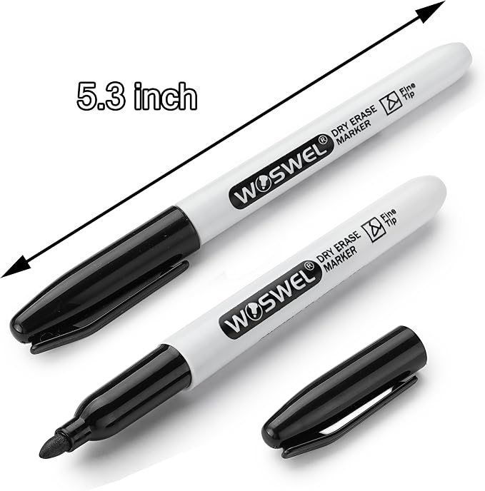 WOSWEL Dry Erase Markers Bulk, 72 Pack Black Fine Tip Whiteboard Markers