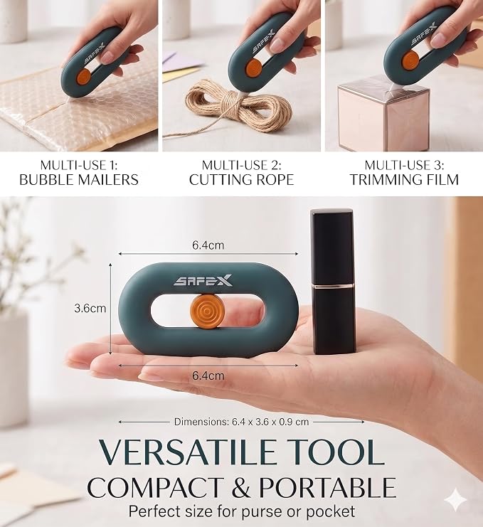 Ceramic Box Cutter Retractable Package Opener Mini Safety Magnet | Built-In Magnetic Cute Small kawaii Keychain Box Opener for women pocket Safe ceramic blade package opener for home office