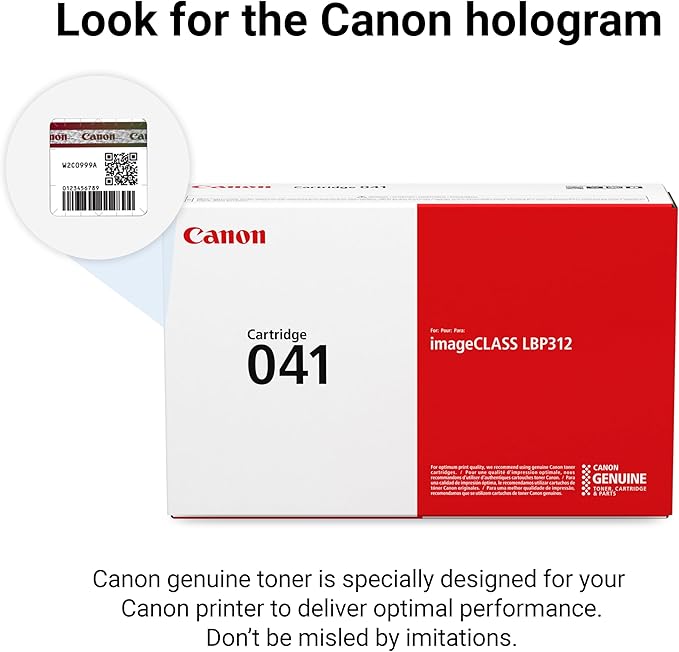 Canon Genuine 041 Black Toner Cartridge Compatible with LBP312dn, MF525dw