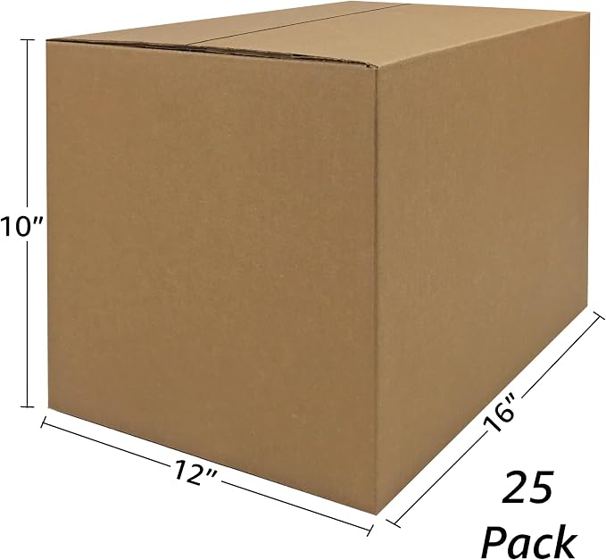 Corrugated Shipping Boxes, 25 Pack, 16 x 12 x 10 inch | Medium Mail and Shipping Packaging, Cardboard Boxes For Mailing, Shipping, Storage & Moving, Brown Corrugated Boxes