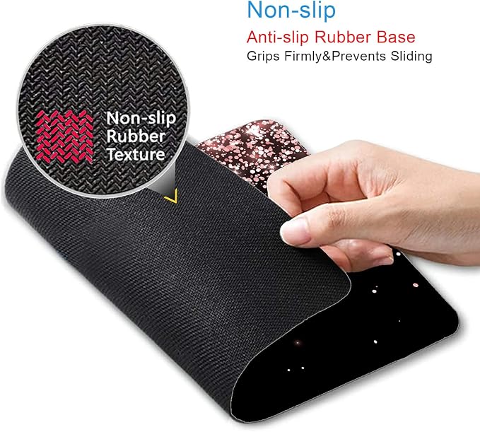 Mouse Pad, Rose Gold Glitter Black Mouse Pad, Non-Slip Rubber Base Women Mousepad, Mouse Mat Pad for Work, Game, Office, 9.5 x 7.9 Inch - Beautiful Modern Luxury Design