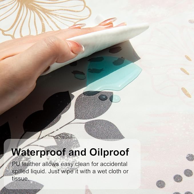 QiyI PU Leather Large Mouse Pad, Office Decor, 31.5" x 15.7", Boho Botany | Desk Décor Accessories, Extended Size, Waterproof & Easy to Clean, Smooth Surface, Non Slip Desk Organization
