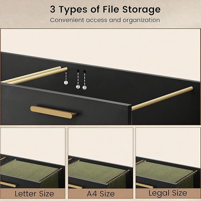 47.2" Office Storage Cabinet with Drawers, Flip-Top File Cabinet | Office Storage Cabinet,Flip-top Hidden Storage, 2 Drawers,Legal / Letter / A4 File Drawer, Adjustable Shelf, Black Walnut