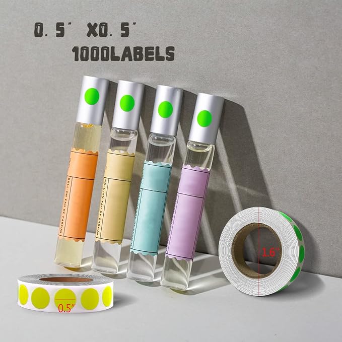 PARLAIM 0.5 Inch Round Permanent Adhesive Color-Code Dot Stickers,1000 Stickers Roll dots Label Dispenser Box Green Circle Stickers Labels (Fluorescent Green)