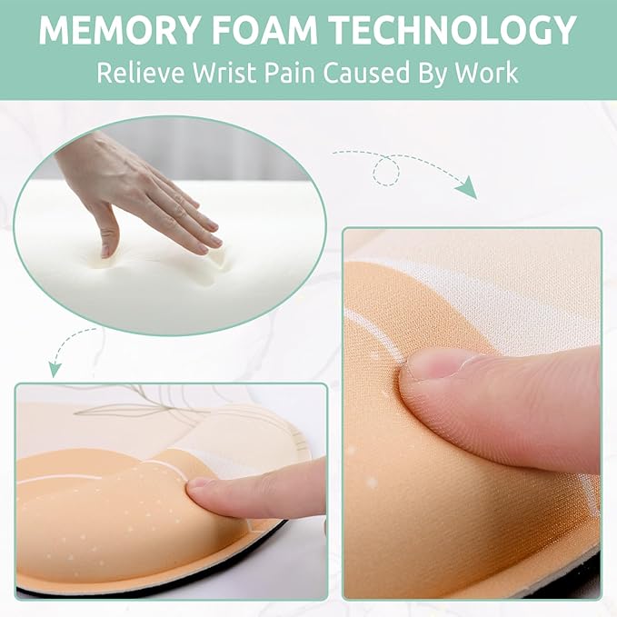 Ergonomic Mouse Pad with Wrist Rest, Small Mousepad with Non-Slip Rubber Base and Smooth Surface, Blue Mouse Pads for Desk, Office Desk Accessories
