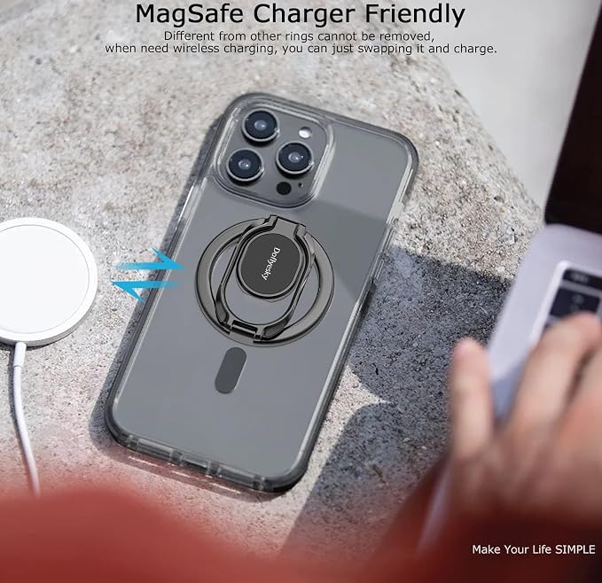 Doflyesky Magnetic Phone Ring Holder with Magsafe, Double Adjustable Gym Finger Ring Grip, Removable Phone Grip, for iPhone, iPad and Smartphones, Compatible with Magnetic Car Mount (Colorful)