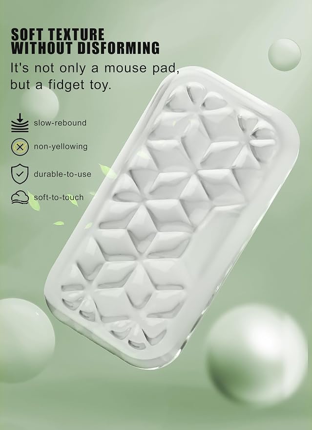 Mouse Pad with Wrist Rest, Soft Cloud Gel Keyboard Mouse Pad Set with Hand Wrist Support, Cute Non Slip Office Desk Accessories for Comfort/Pain Relief/Computer/Laptop (Clear Diamond)