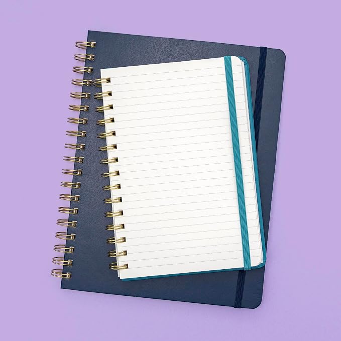 PAPERAGE Lined Spiral Journal Notebook, (Black), 160 Pages, Large B5 Hardcover Journal for Women & Men, 10 in x 8.15 in - 100 GSM, Thick Paper, Spiral Notebook for Work, School & Journaling