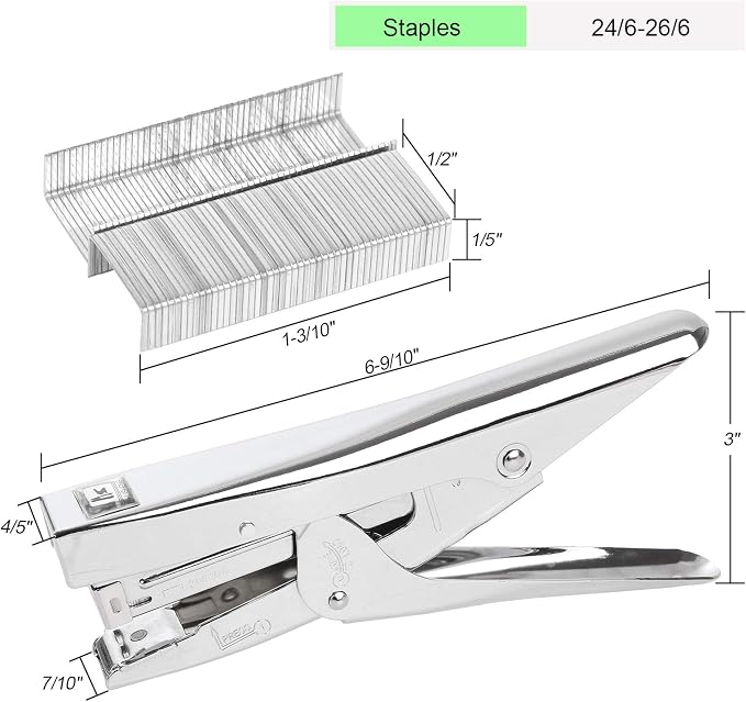 2 Pack Heavy Duty Office Stapler, 20 Sheets Capacity, 4000 Staples, No-Jam, Fast Reload, Silver, Classic