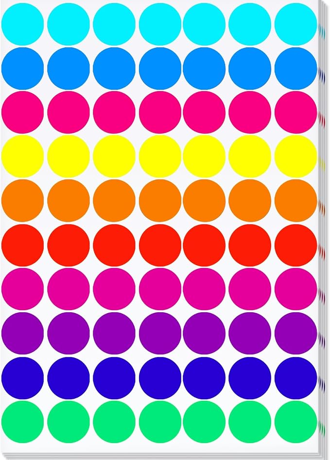Dot Stickers 2100 Pcs, 3/4" Color Coding Labels Decor Classroom Must Haves, Round Circle Markers Sticker, Polka Circle Dot Price Stickers Label Sticker for Office Classification Tagging