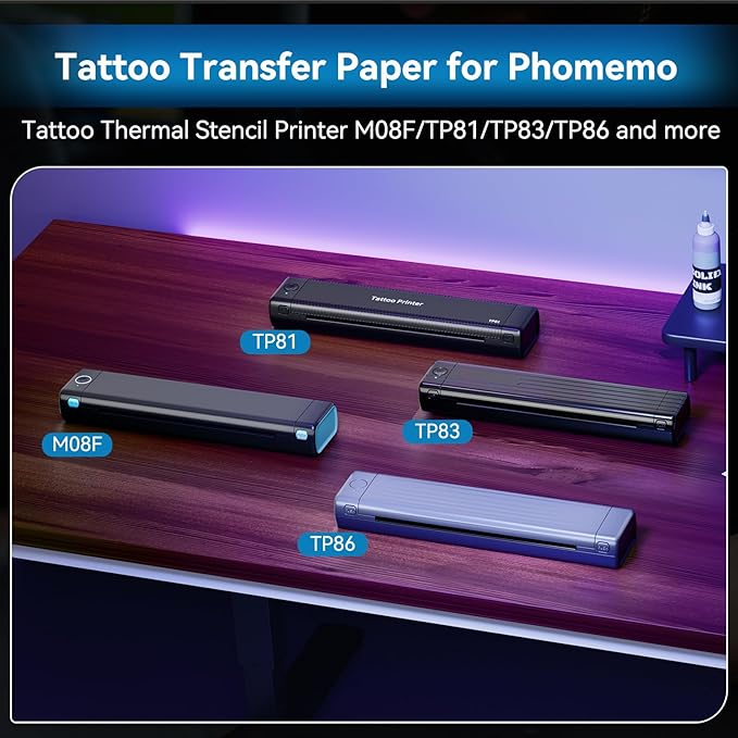 Phomemo (Upgraded) Tattoo Stencil Paper, 110 Sheets A4 Size Transfer Paper for Tattoo Supplies Kit, Compatible with M08F, TP81, Itari A886, Stencil Printers for Tattoo Artists & Beginners
