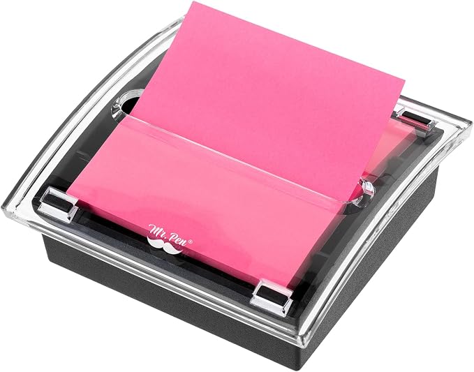 Mr. Pen Pop Up Sticky Note Dispenser, 3" x 3", Black, Sticky Note Dispenser | Sticky Note Holder for Desk, Clear Top