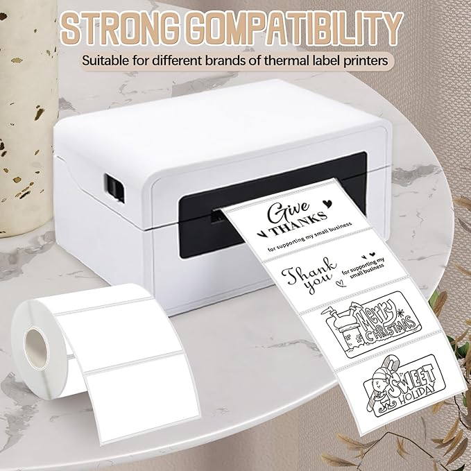 Starboling 3" x 2" Thermal Labels,Self-Adhesive Rectangle Thermal Printer Sticker,for Price,Barcode,Mailing,Name（White）