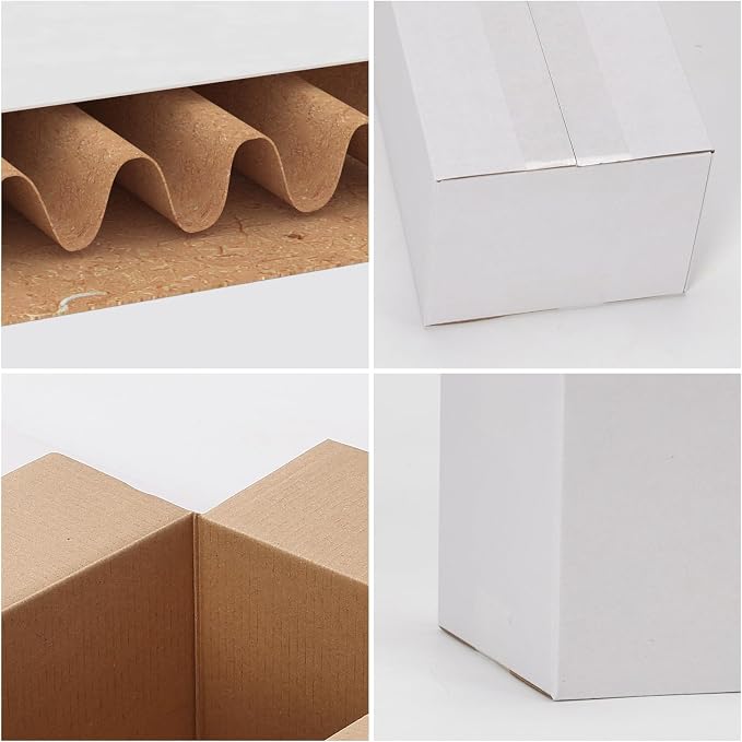 8x5x5 Shipping Boxes Set of 40, White Kraft Corrugated Cardboard Small Boxes Mailers for Business Packaging Box