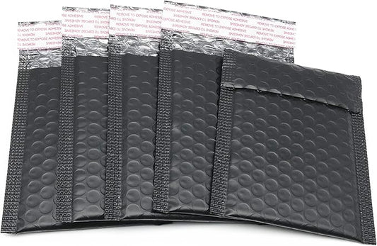 6x6 Inch Black Poly Bubble Mailers Small Padded Envelopes Self-Sealing Shipping Bags 100 Pack