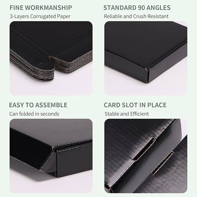 Rempry 6 Pack 7x5x2 Black Shipping Boxes, Small Cardboard Mailer Boxes for Small Business Shipping Packaging