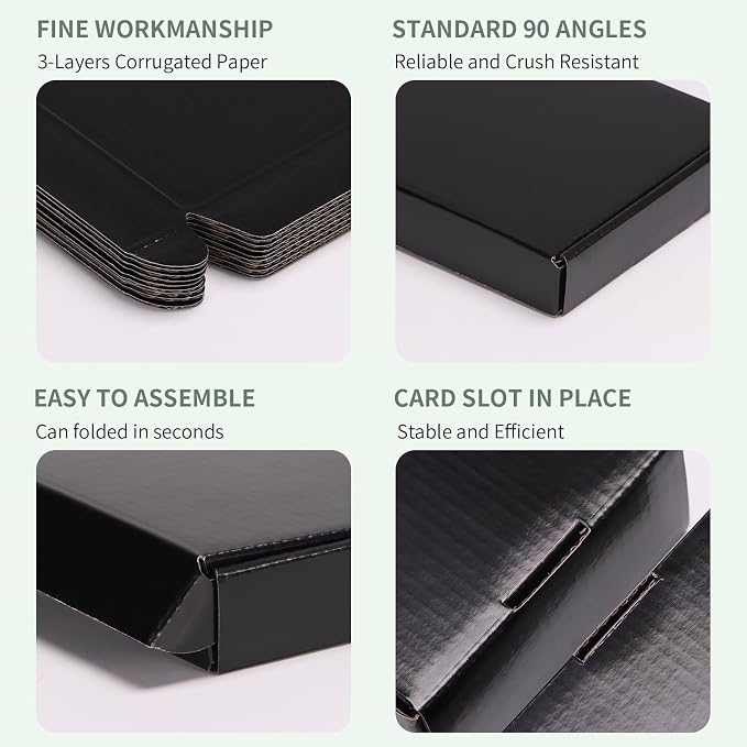 Rempry 40 Pack 7x5x2 Inches Black Shipping Boxes, Cardboard Corrugated Mailer Boxes for Packaging Small Business, Small Gift Boxes for Mailing Present