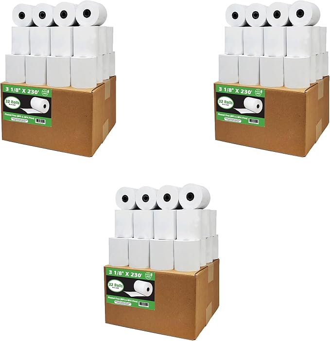 Phenol Free Thermal Paper (96 Rolls) 3 1/8 x 230 Receipt Rolls fits all Clover POS Cash Register Printers, Star Micronics SCP700 TSP100 TSP300 TSP400 (BPA & BPS Free) from BuyRegisterRolls