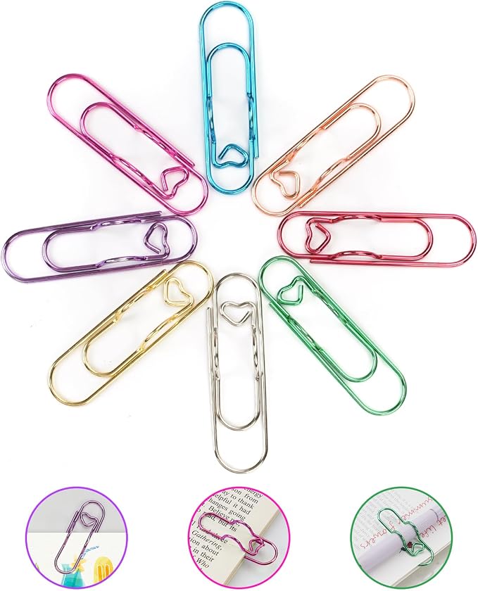 Paperclip Pen Holder for Notebook, 24pcs Metal Pen Clip for Journal | Colorful Pen Clip Holder Planner Accessories, Office Desk Organizer, Oversized Metal Paper clip Pen Loop for Notebook