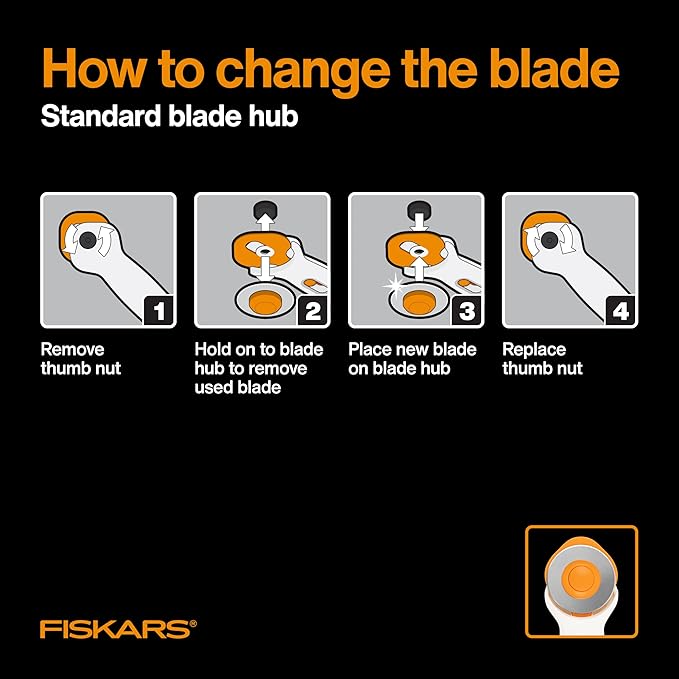Fiskars 60mm Titanium Rotary Blades (2 Pack) - Rotary Cutter Blade Replacement - Crafts, Sewing, and Quilting Projects - Silver