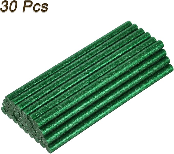 uxcell 30pcs Full Size Hot Glue Gun Sticks 8-inch x 0.43-inch High Sticky Large Hot Glue Sticks for Glue Gun, Glitter Green
