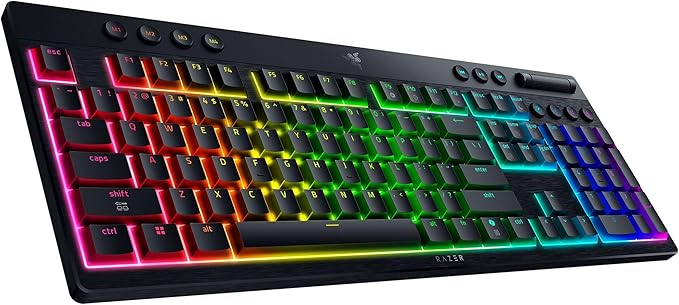 Razer BlackWidow V4 Low Profile HyperSpeed Wireless Gaming Keyboard: Orange Mechanical Switches - 2.4GHz Wireless & Bluetooth - Multi-Function Roller - 11 Control Buttons - Long Battery Life