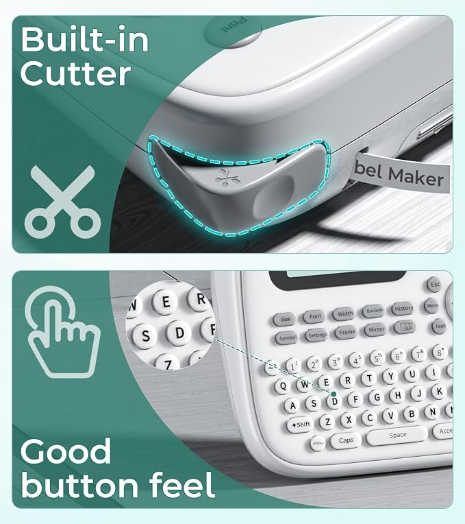 Label Maker Machine with 4 Tapes, D210s Waterproof Labelmaker | Waterproof Removable Freezer Food-Labels for Jar, One-Touch Keys & Bold Fonts, Replace for Brother Ptouch Label Maker Machine