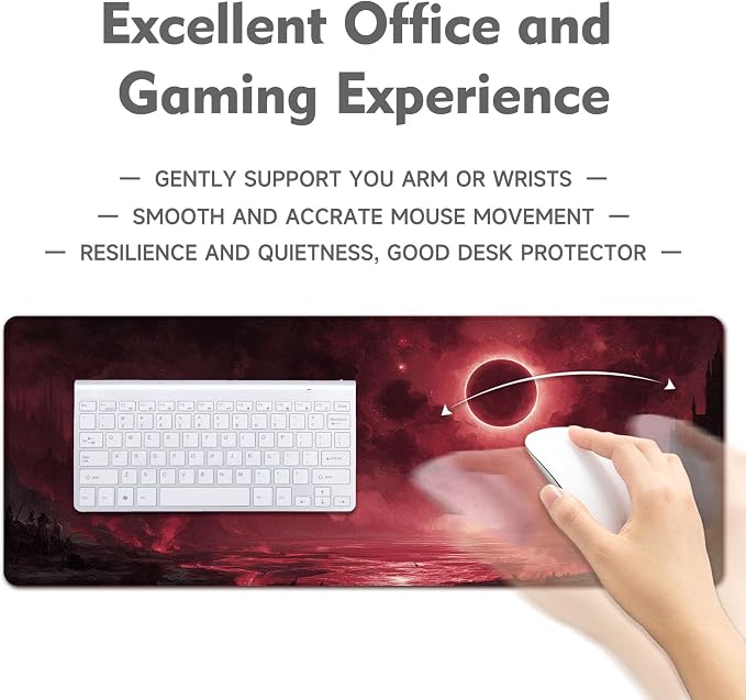 Desk Mat Mouse Pad Gaming Desk Pad XL Large Mouse Mat Office Decor Accessories (RED)