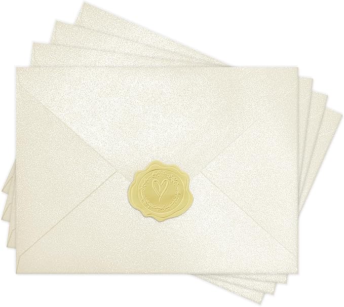 50 PCS Pearl Ivory 4x6 Envelopes for Invitations, A4 Wedding Envelopes | white Shimmer Envelopes for Invitation,Perfect for Wedding Invitation Cards,Birthday RSVP Invite,4.25 x 6.25 inches