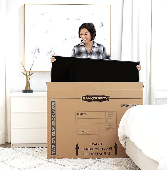 Bankers Box Large, Up to 55" TV/Picture/Mirror, Moving Box 4 Pack, 48-In x 4-In x 33-In (7711301)