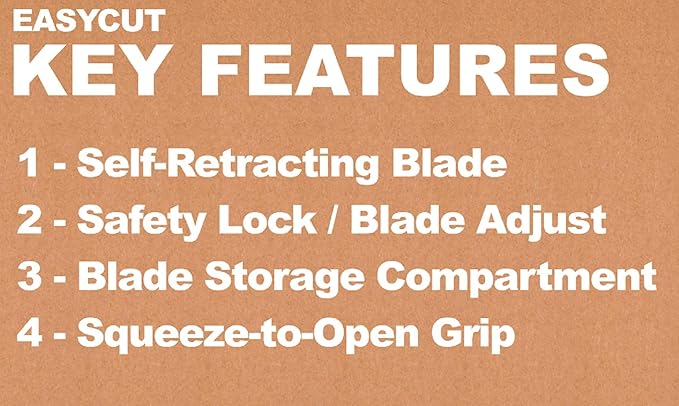 COSCO 091508 Easycut Cutter Knife w/Self-Retracting Safety-Tipped Blade, Black/Blue