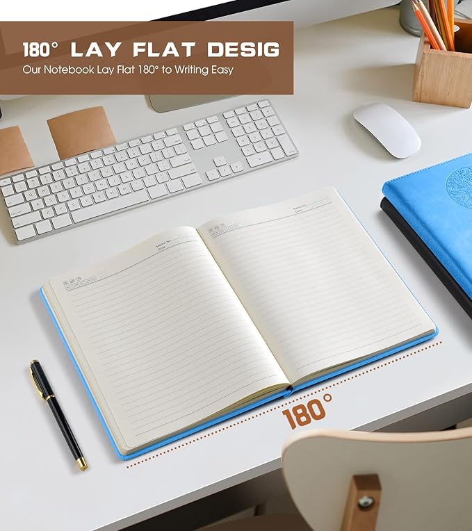 Lined Journal Notebook for Women Men,256 Pages B5 Large Hardcover Leather Journals for Writing,Travel,Business,Work & School,College Ruled Notebooks for Note Taking,Diary Notepad 7.8"×10.2"
