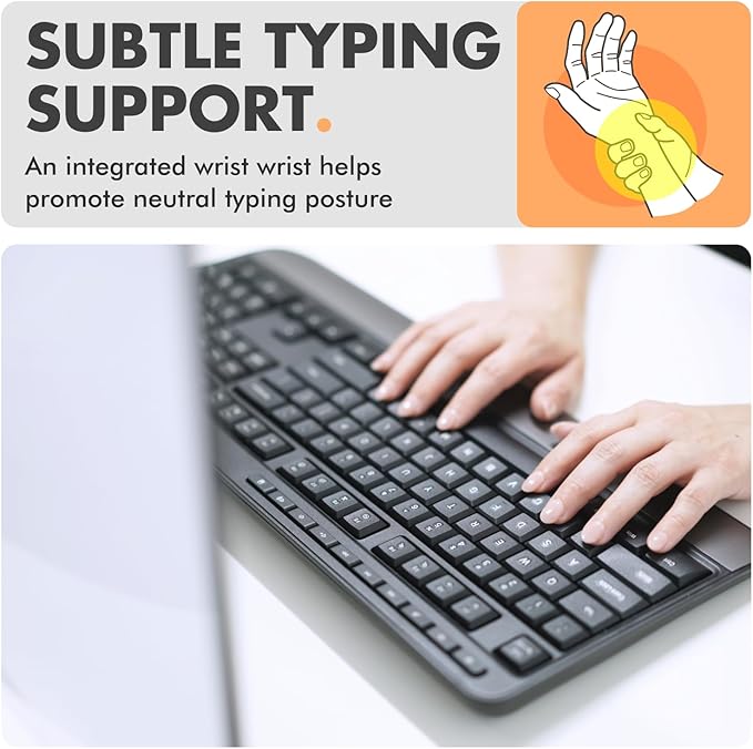 X9 Wired Ergonomic Keyboard - Comfortable Typing - Ergonomic Full Size USB Keyboard with Wrist Rest, Number Pad, Multimedia and 114 Keys - External Computer Keyboard for Laptop, Desktop and Office PC