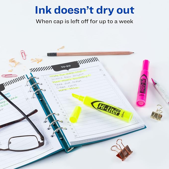 Avery Hi-Liter Desk-Style Highlighters, Smear Safe Ink, Chisel Tip, Assorted Pink and Yellow, 24 Highlighters per Pack, 288 Total (12-Pack of 98189)