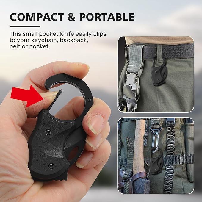 VIRENKNIFE Folding Pocket Utility Knife,Small Pocket Knife with 1.38''Sharp Blade, EDC Knife for Men Women,Mini Keychain Box Cutter for Everyday Carry,Great Gift for Men (Black)