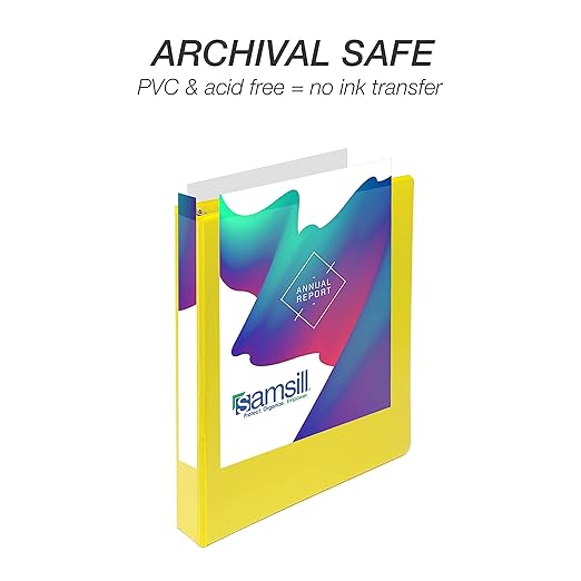 Samsill Durable 1 inch 3 Ring Binder, D Ring Binder, 100% Recycled Chipboard, Yellow