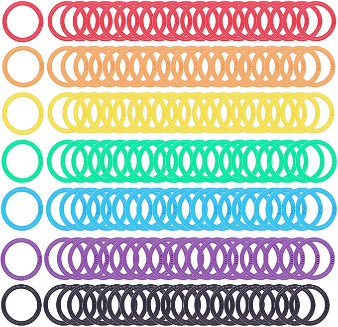 Plastic Binder Rings 1 Inch, Flexible Loose Leaf Book Rings, Colorful Keychain Clips for Index Cards, Scrapbooks, Word Cards and Documents (140 Pack)