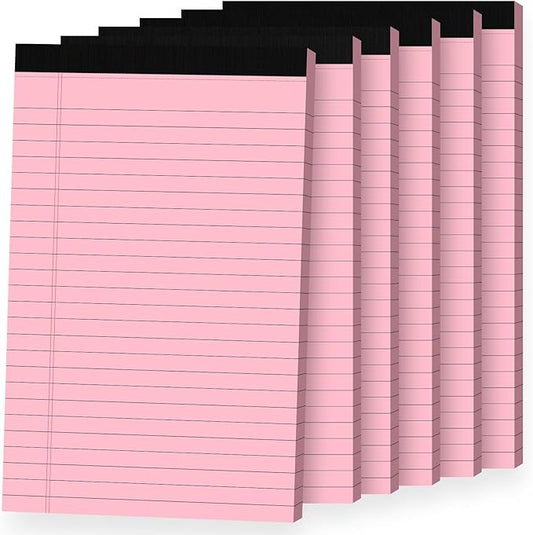 6pcs Small Note Pads, Pink Notepads 5x8 College Ruled Notebook, Writing Pads 5 x 8, Legal Pads, Pad Paper Perforate Notebooks for Work, Message, School, Office Supplies,30 Sheets/Pack