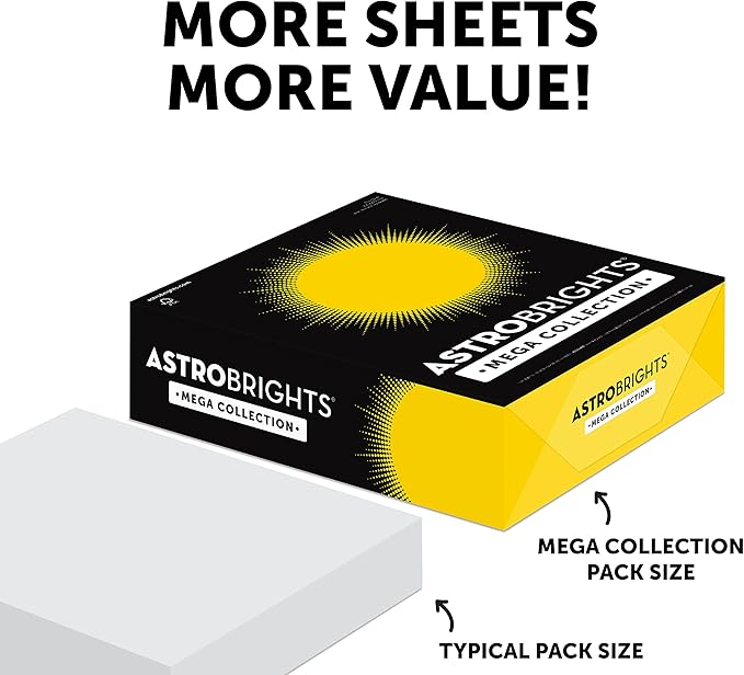 Astrobrights Mega Collection,Colored Paper,Bright Blue,625 Sheets,24 lb/89 gsm,8.5" x 11" - MORE SHEETS! (91621),(Pack of 6)