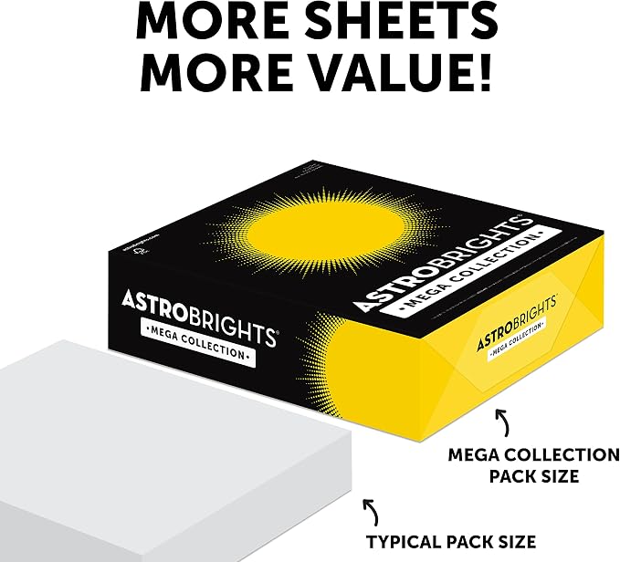 Astrobrights Mega Collection,Colored Paper,Bright Orange,625 Sheets,24 lb/89 gsm,8.5" x 11" - MORE SHEETS! (91619),(Pack of 2)