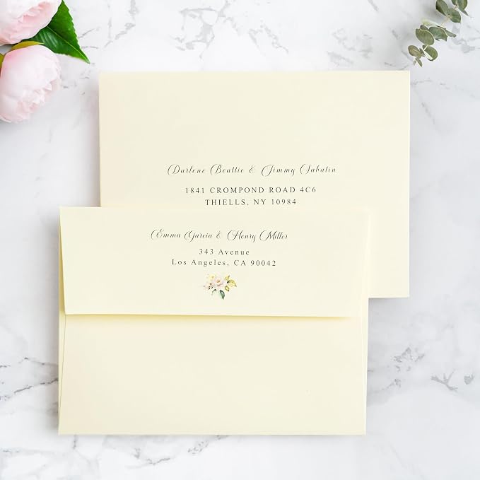 PONATIA 50PCS 5x7 Envelopes, Cream A7 Envelopes for Weddings, Invitation Cards, Photos, Postcards, Greeting Cards Mailing, Baby Shower, Graduation, Christmas Gift Cards
