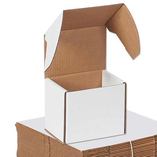 Box USA 6" Deluxe Shipping Boxes, 6"L x 4 1/2"W x 5"H, 50-Pack - White Box Mailers for Packaging, Storage, Gifts or Bulk Business Orders