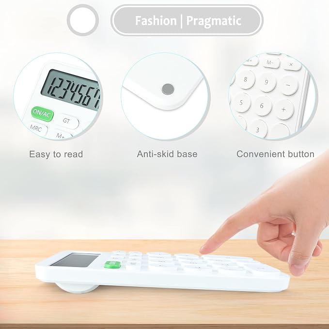 VEWINGL Basic Desktop Calculator, 12 Digit Large Display and Big Buttons | Modern Minimalist Design for School, Office, Home, and Everyday Use