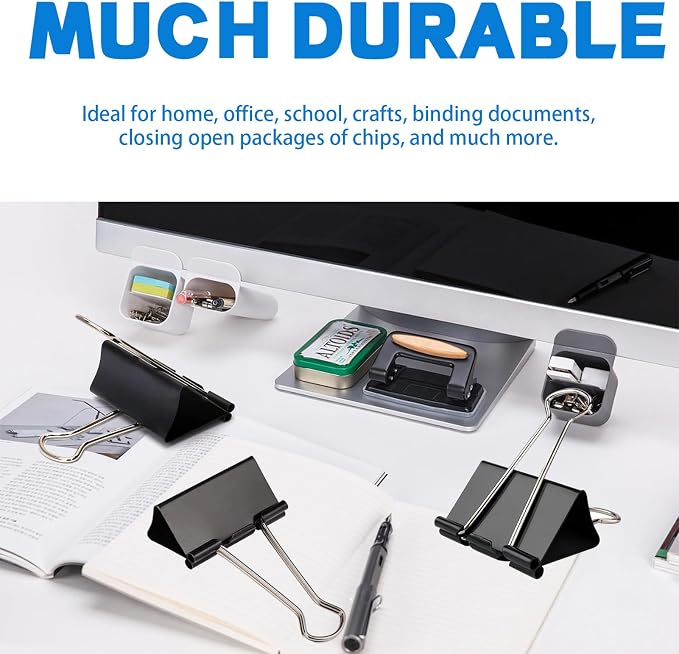 50 Pack Extra Large Binder Clips 2.4 Inch | Upgrade Large Binder Clips Big paper clips Clamps for Office and Home Supplies, Black