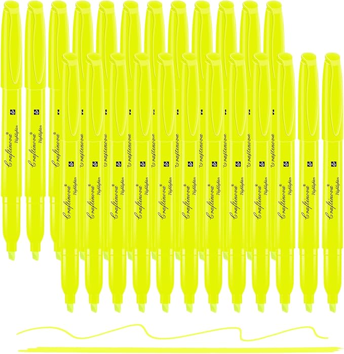 Yellow Highlighters 24 Count, Chisel Tip Highlighter Bulk, Dry Quickly, Perfect for Students Adults Highlighting, Organizing, Coloring in Classroom, School, Office