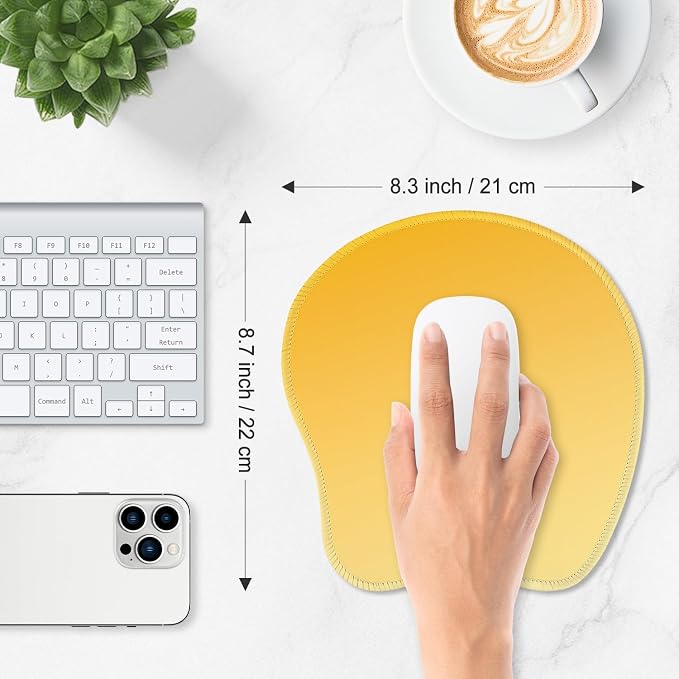 ITNRSIIET Mouse Pad Non-Slip Rubber Base Smooth Surface Stitched Edges Waterproof Durable Compatible with All Mice for Office & Gaming, Desk Accessory, 8.7x8.3x0.12 inch, Yellow Gradient