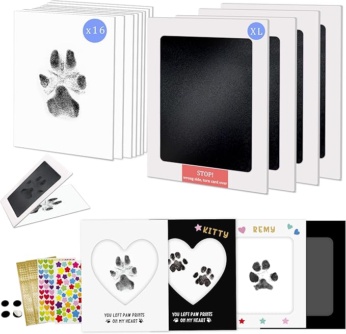 MYPAWLETS Paw Print Kit,Clean Touch/Inkless Ink Pad for Dog/Cat Pawprints,Paw Print Stamp Pad for Dogs,Dog Paw/Nose Print Kit Keepsake,Pet Paw Print Impression Kit with Frame,Gifts for Pet Parents-4L