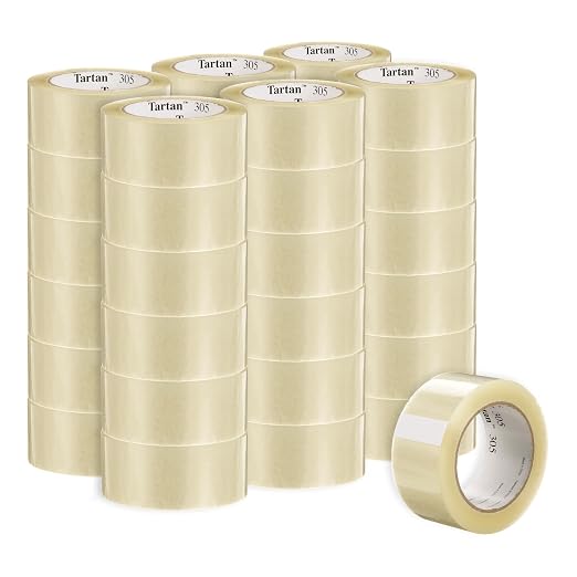 3M Tartan Box Sealing Tape 305, Clear, 1.88 in x 109.36 yds (48 mm x 100 m) | 36 Rolls/Case, Light Duty, Durable