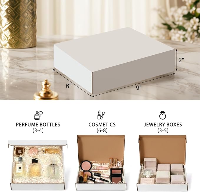 Shipping Boxes, White Corrugated Cardboard Boxes Literature Mailer Boxes Gift Boxes Small Boxes for Shipping Wrapping Mailing Packaging Small Business (White, 9" x 6" x 2"/5 Pack)