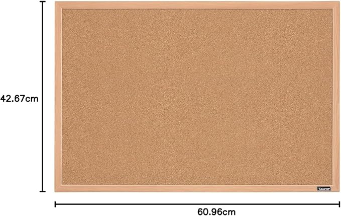 Quartet 35-380342Q Corkboard, Framed Bulletin Board, 17" x 23" Cork Board, Oak Finish Frame, Brown